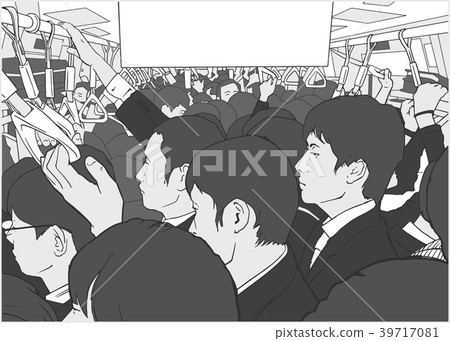 Illustration of salary men on metro in Tokyo Illustration of salary men on metro in Tokyo 39717081