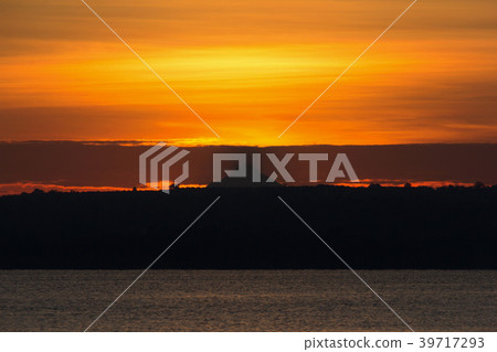 beautiful sky over the mountain and the river  39717293