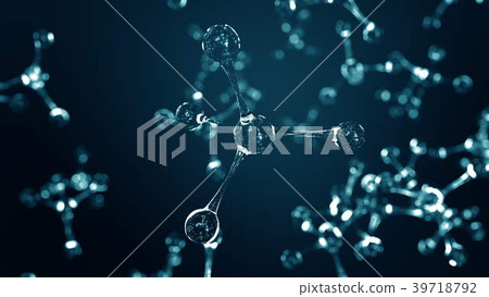 Blue glass molecule models. 3D rendering - Stock Illustration [39718792 ...