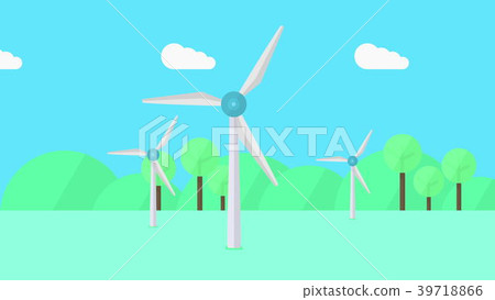 Wind generators, minimalistic cartoon illustration Wind generators, minimalistic cartoon illustration 39718866
