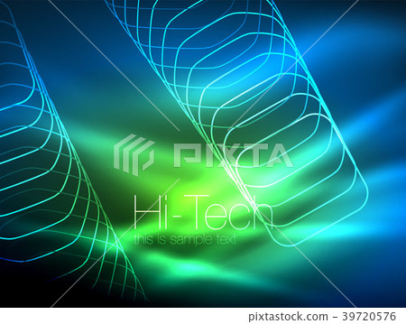 Neon glowing outline squares in dark Neon glowing outline squares in dark 39720576