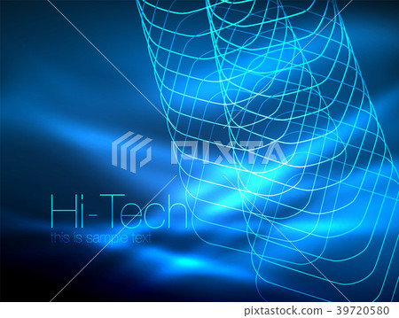 Neon glowing outline squares in dark Neon glowing outline squares in dark 39720580