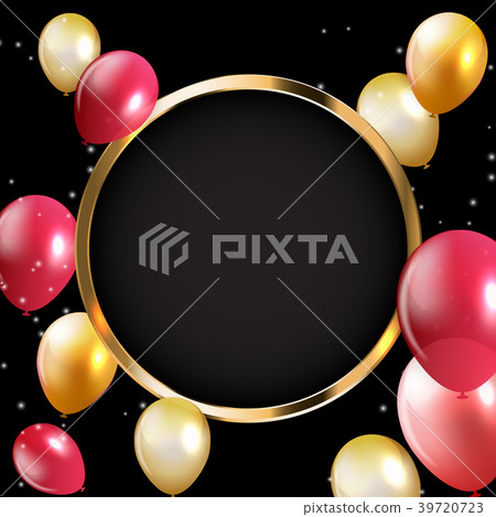 Abstract Card with Golden Frame and Balloons 39720723