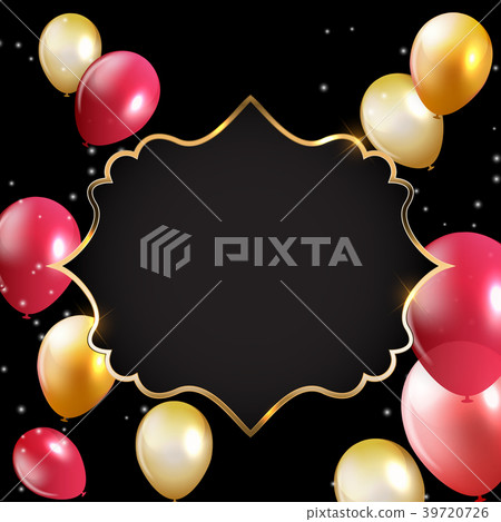 Abstract Card with Golden Frame and Balloons 39720726