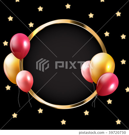 Abstract Card with Golden Frame and Balloons 39720730