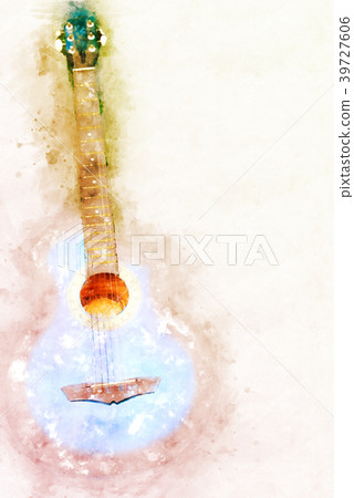 Abstract colorful guitar on watercolor painting 39727606
