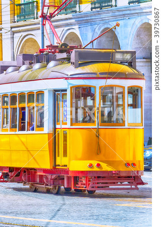 Lisbon, Portugal yellow tram Lisbon, Portugal yellow tram 39730867