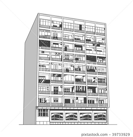 Residential commercial building in perspective 39733929