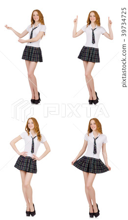 Young student female holding isolated on white 39734725