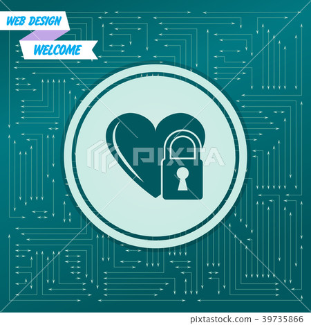 heart lock icon on a green background, with arrows heart lock icon on a green background, with arrows 39735866