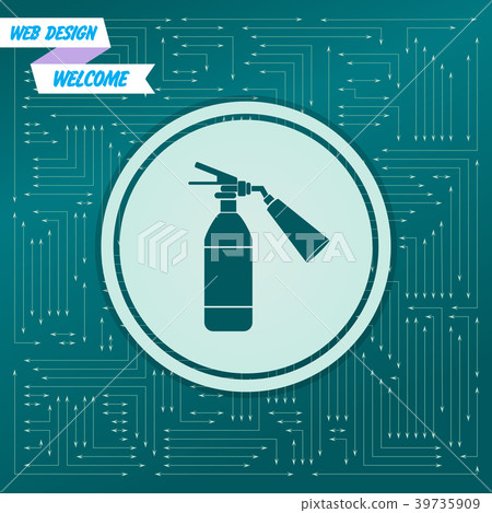 fire extinguisher Icon on a green background, with 39735909