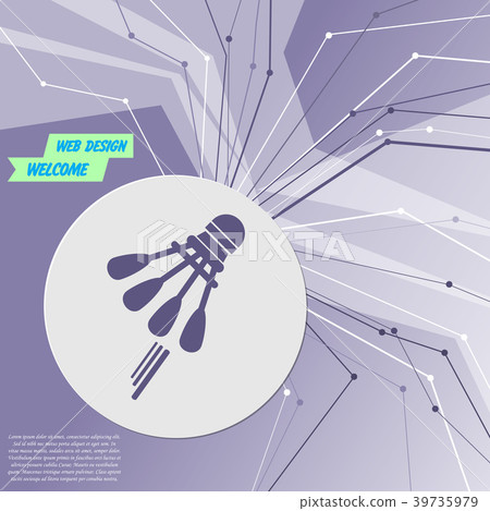 Shuttlecock, badminton, tennis icon on purple abst 39735979