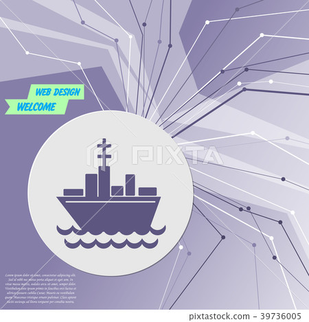 Ship boat icon on purple abstract modern backgroun Ship boat icon on purple abstract modern backgroun 39736005