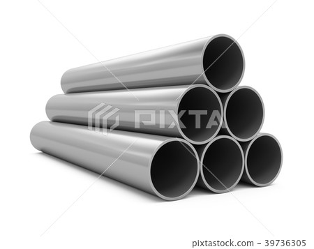 3D Rendering Metal Pipes isolated on white 39736305