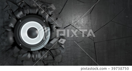 Powerful audio speakers broke concrete wall.   39738750
