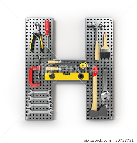 Letter H. Alphabet from the tools on the pegboard  39738751