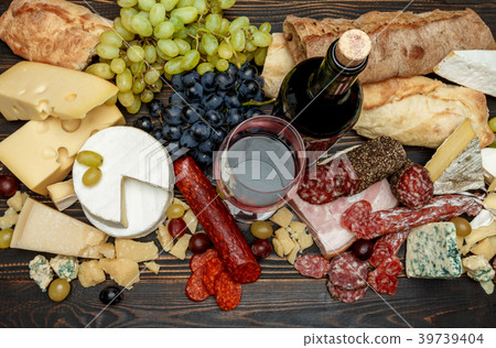 Traditional italian products with salami sausage 39739404