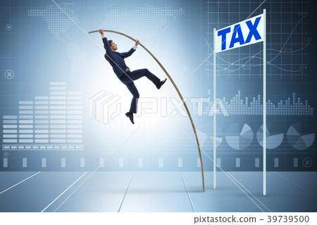Businessman jumping over tax in tax evasion 39739500
