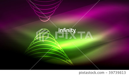 Abstract wave on dark background, shiny glowing 39739813