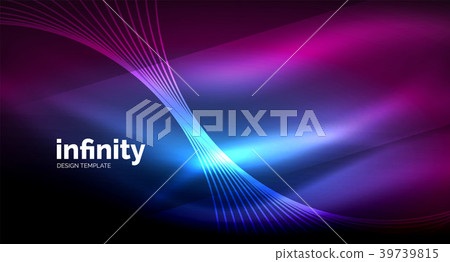 Abstract wave on dark background, shiny glowing 39739815