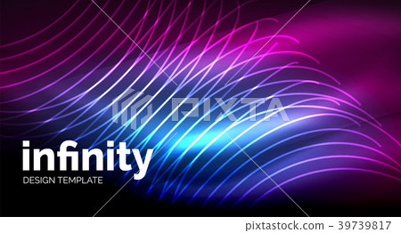 Abstract wave on dark background, shiny glowing 39739817