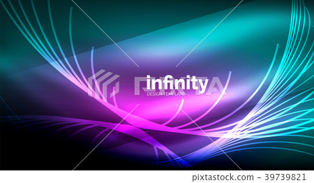 Abstract wave on dark background, shiny glowing 39739821