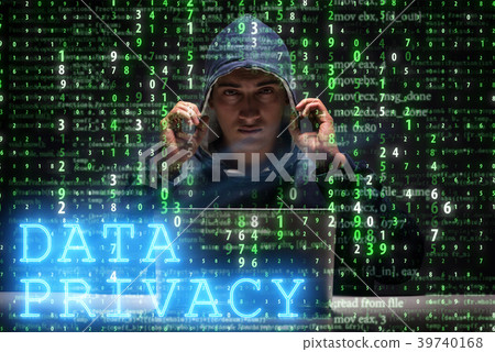 Data privacy concept with hacker stealing personal Data privacy concept with hacker stealing personal 39740168