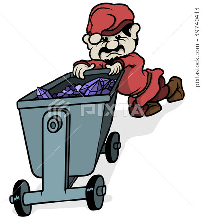 Dwarf Miner Pushing a Minecart Dwarf Miner Pushing a Minecart 39740413