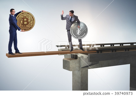 Interdependency concept with two currencies Interdependency concept with two currencies 39740973