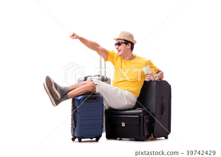 Happy young man going on summer vacation isolated Happy young man going on summer vacation isolated 39742429