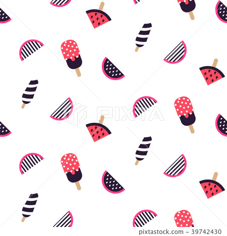 Seamless pattern with fruit ice cream and 39742430