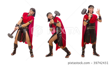 Gladiator with hammer isolated on white Gladiator with hammer isolated on white 39742431
