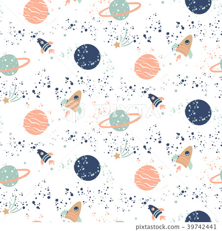 Seamless vector pattern with planets and Seamless vector pattern with planets and 39742441