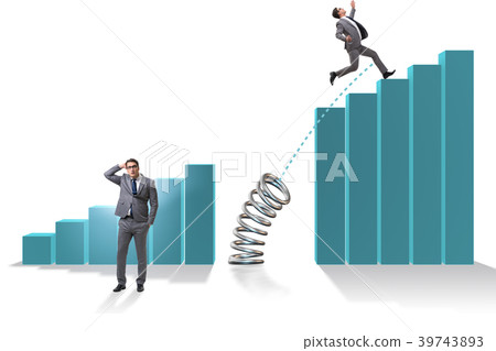 Business people jumping over bar charts 39743893
