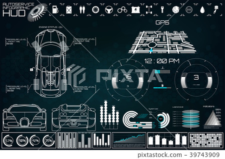 Futuristic user interface. Car service HUD STLYE 39743909