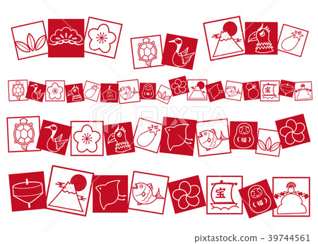 Lucky material square frame red and white line Lucky material square frame red and white line 39744561
