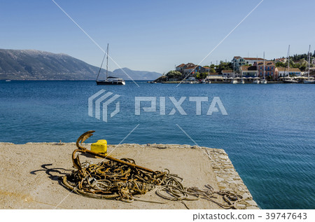 close-up of anchor rusted on pier in fiskardo bay 39747643