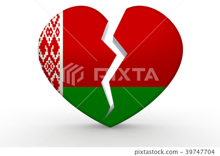Broken white heart shape with Belarus flag 39747704