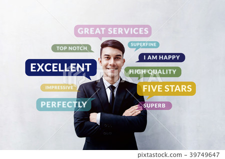 Customer Experience Concept. Happy Young Client Customer Experience Concept. Happy Young Client 39749647