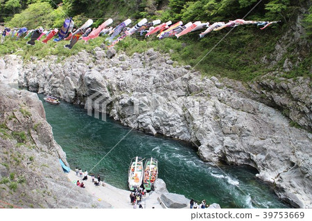 Sightseeing boat and carp streamer 39753669