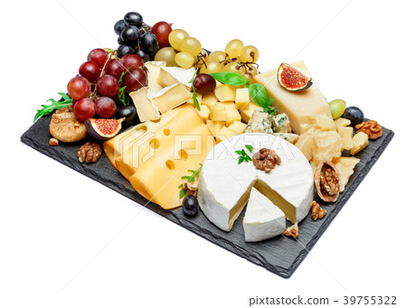 various types of cheese on stone serving board various types of cheese on stone serving board 39755322