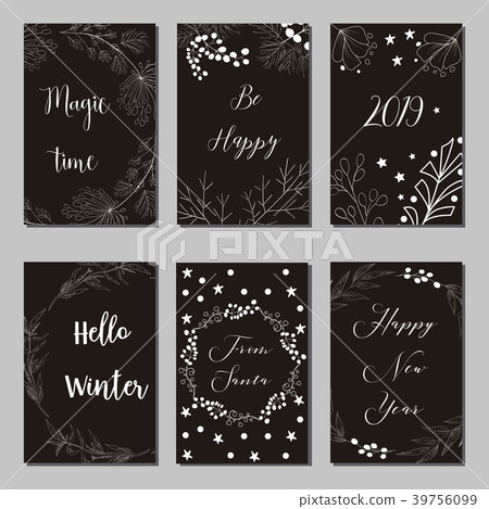 New Year and Merry Christmas decoration set. New Year and Merry Christmas decoration set. 39756099