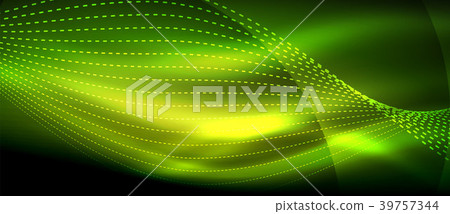 Glowing abstract wave on dark, shiny motion, magic Glowing abstract wave on dark, shiny motion, magic 39757344