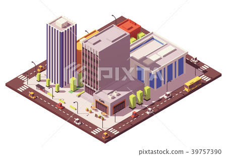 Vector low poly isometric city block 39757390
