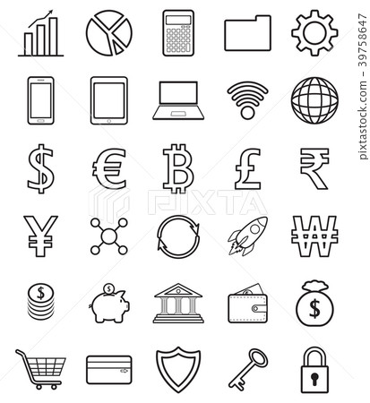 Fintech Line Icons On White Background 39758647