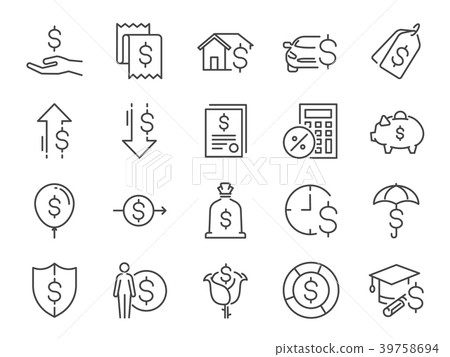 Loan and interest icon set. 39758694