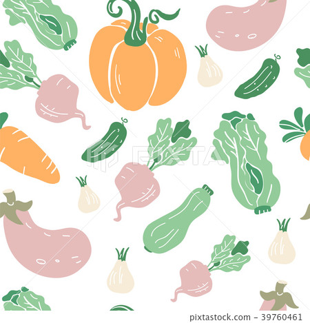 Seamless pattern with hand drawn doodle vegetables Seamless pattern with hand drawn doodle vegetables 39760461