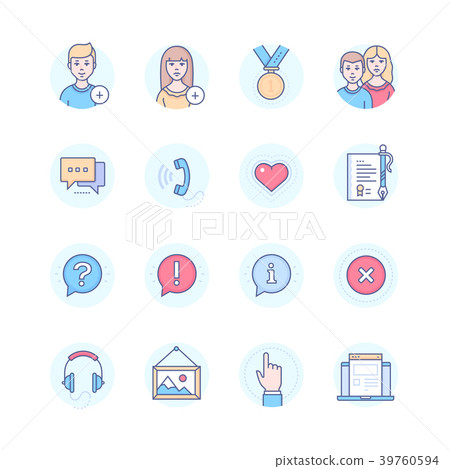 Social media - modern line design style icons set - Stock Illustration ...