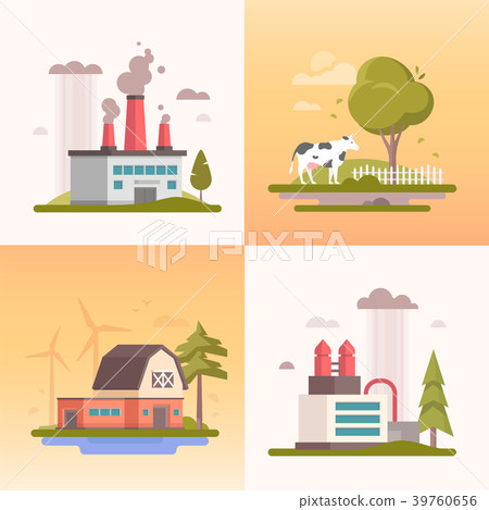 Ecology - set of modern flat design style vector 39760656