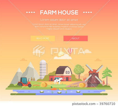 Farm house - modern flat design style vector - Stock Illustration ...